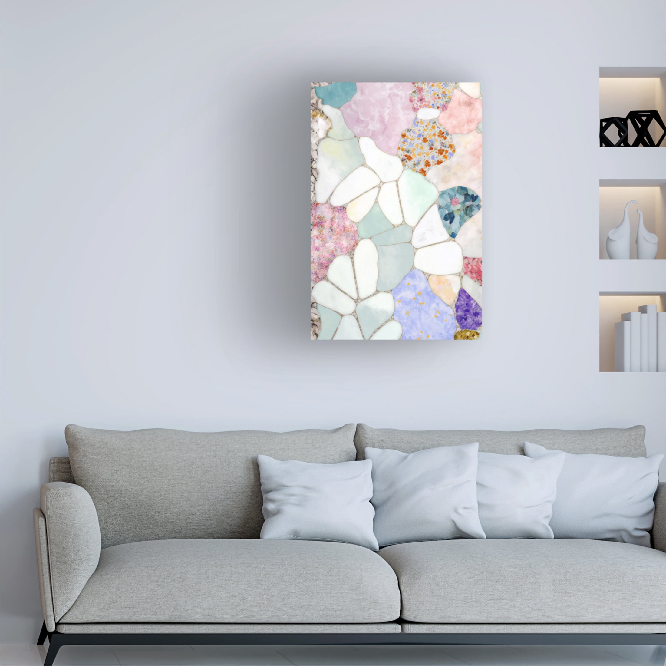 Canvas Wall Art - Treechild 'Floral Mosaic' Wall Art for Living Room, Bedroom, or Office D?cor by Trademark Fine Art - 22 x 32 Inches