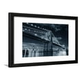 thumbnail image 1 of Brooklyn Bridge over East River at Night in Black and White in New York City Manhattan with Lights Framed Print Wall Art By Songquan Deng, 1 of 5