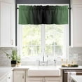 thumbnail image 3 of Dark Sage Green Black Ombre Kitchen Curtains and Valances Set, Rod Pocket Curtains Tier Farmhouse Window Curtains 24 Inch Length, Gradient Abstract Aesthetics 3 Piece Kitchen Curtains Set, 3 of 6