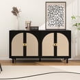 thumbnail image 2 of Kepooman Rattan Cabinet, Modern Sideboard, Buffet Storage Cabinet, Accent Cabinet with 4 Doors for Living Room Kitchen Hallway, Black, 2 of 13