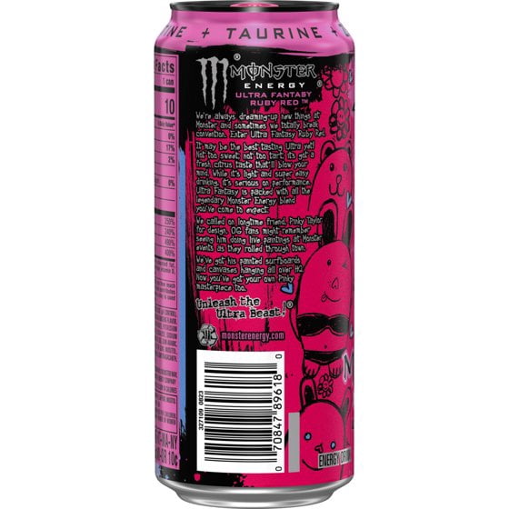 Monster Energy Ultra, Fantasy Ruby Red, Sugar Free Energy Drink, 16 Fl Oz ( 6 Pack )