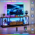 thumbnail image 5 of HIGDBFE TV Stand for TVs up to 65" with 2 Fabric Drawers, Industrial Entertainment Center with Open Shelves and Led Lights for Living Room Bedroom, Rustic Brown, 5 of 10