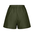 thumbnail image 5 of Cotton Linen Shorts for Women Summer Casual Elastic High Waist Wide Leg Loose Fit Lightweight Beach Shorts with Pockets, 5 of 5