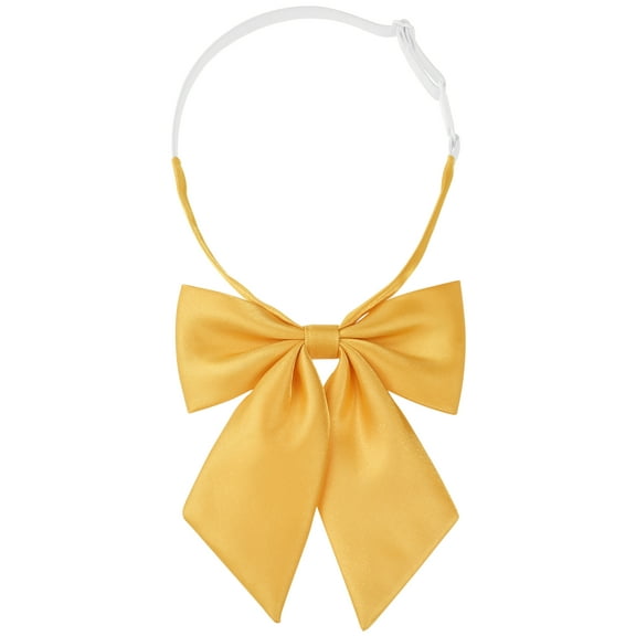 INSPIRE CHIC Women's Metallic Shiny Bowties Sparkly Pre-tied Solid Color Bow Ties Cute Yellow One Size