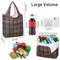 thumbnail image 3 of 5 Pack Foldable Shopping Bag,Green and Red Christmas Plaid Pattern Reusable Grocery Bags with Pockets,Large Reusable Tote Bags with Handles Waterproof & Lightweight, 3 of 6