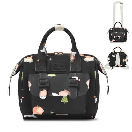 NCY Small Diaper Bag Crossbody, Convertible Mini Diapers Backpack 4 in 1 w/ Shoulder for Stroller, Travel, Small Mommy Daiper Tote with Insulated Pockets, Compact Baby Bag for Mom (Sky Blue Animal)