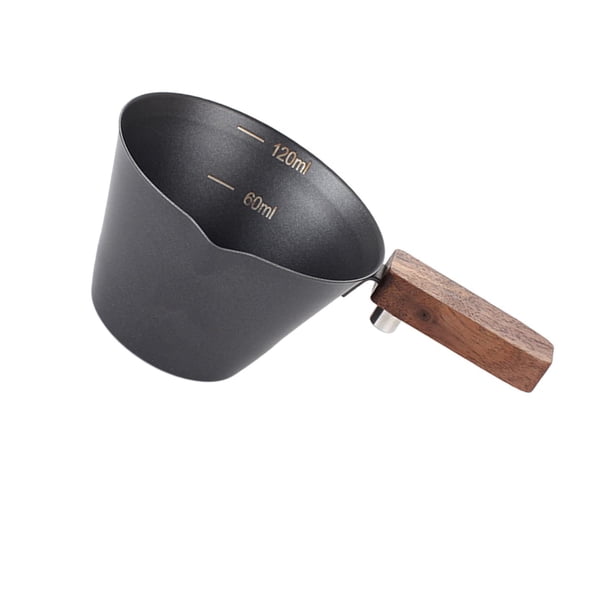 Taza de café expreso con mango de madera, equipo para tazas de café, taza para servir café expreso con pico vertedor negro