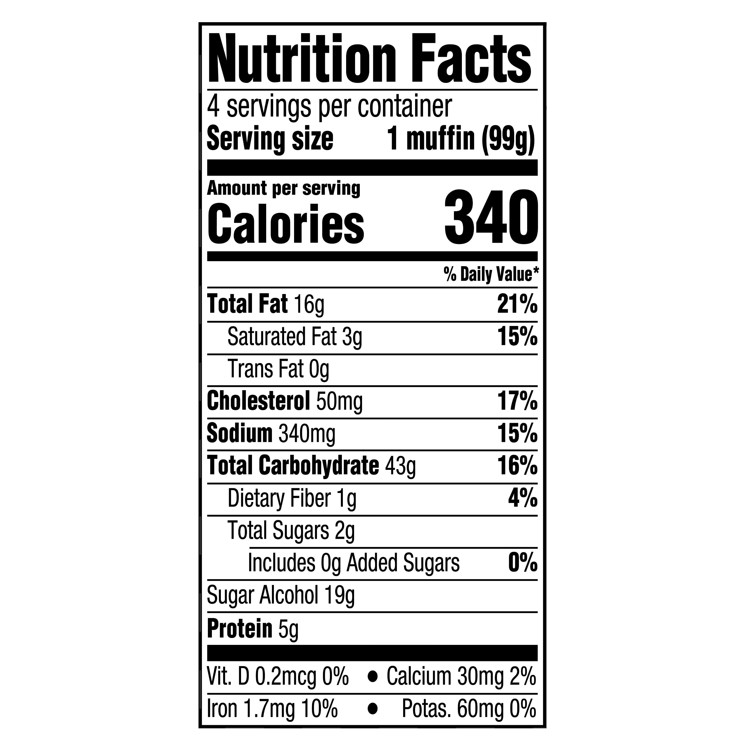Marketside No Sugar Added Blueberry Streusel Baked Muffins, 14 oz, 4 Count