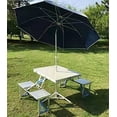 thumbnail image 2 of Foldable Picnic Table Suitcase with 4 Seats Umbrella Hole Chairs Set for Travel Camping Outdoor Silver, 2 of 9