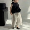 thumbnail image 2 of Zpanxa Ensembles d'Été pour Filles Noir Sans Manches en Dentelle Col Rond Haut et Pantalon Long à Rayures Ensemble 2 Pcs 7 Ans, 2 of 6