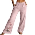thumbnail image 3 of Delayuji Women's Linen Pants Embroidered Wide Leg Pant Trousers Breathable Loose Cotton Linen Pants, 3 of 6