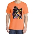 thumbnail image 2 of Wild Bobby,Neon Rainbow Happy Cute Dog Dog Lover Garment-Dyed Washed Look Short Sleeve Tees, Neon Orange, 2XL, 2 of 3