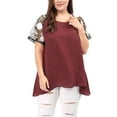 thumbnail image 5 of Unique Bargains Women's Plus Size Crochet Mesh Panel Sheer Raglan Sleeve Top 4X Red, 5 of 7