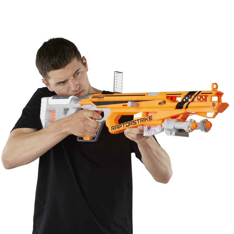 Jeu Plein Air Pistolet Nerf Raptorstrike Orange Et Gris N-Strike Elite + 24  Flechettes + 4 Chargeurs + 3 Cibles Grises + 3 Cibles Orange - Jouet Enfant