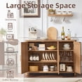 thumbnail image 4 of Joaxswe 46" Mid Century Modern Sideboard Cabinet, Arc-Shaped Credenza with 3 Doors & Adjustable Shelves, Natural Finish for Kitchen, Living Room, 4 of 13