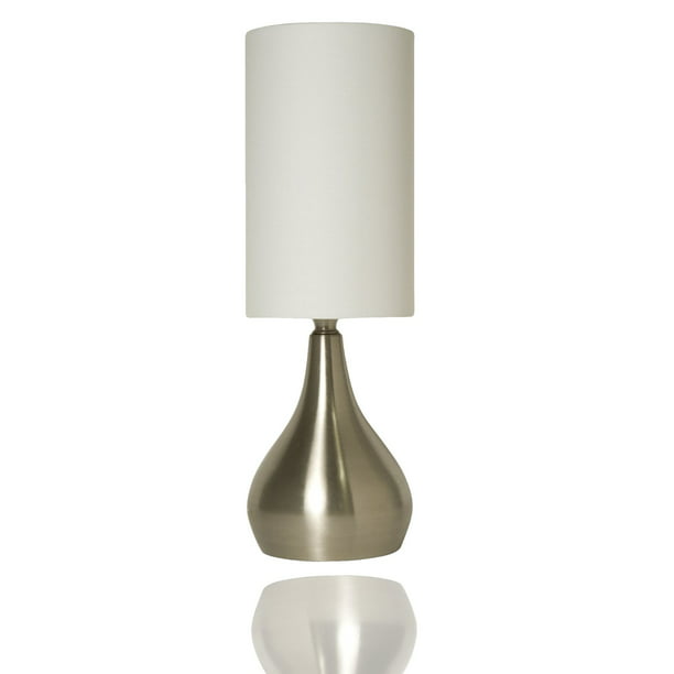 Tall With White Fabric Drum Shade, Tall Table Lamp With White Shade