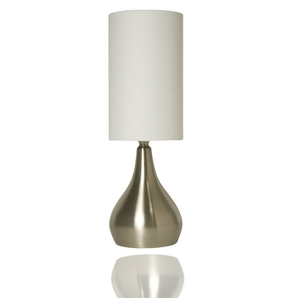 Modern Touch Lamp 18 Inches Tall With White Fabric Drum Shade Com Tall With White Fabric Drum Shade, Tall Table Lamp With White Shade