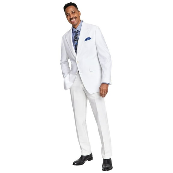 Tayion Mens Classic fit Sport Coat Blazer 44 R White Solid