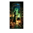 thumbnail image 2 of Halloween Door Cover, Spooky Witch Beside Magic Window Door Curtain 35.43x70.87in, Reusable Polyester Hanging Backdrop Banner, Indoor and Outdoor Wall & Front Door Decor for Theme Party, 2 of 6