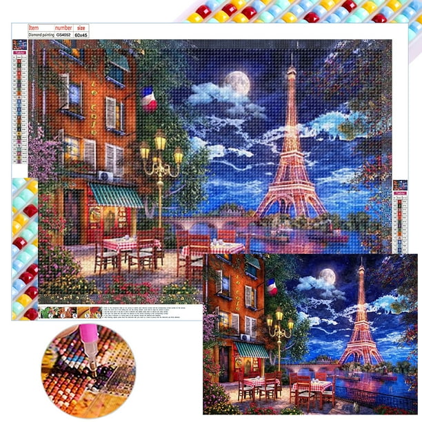 Pintura de Diamante 5D Wdftyju DIY Taladro Cuadrado Completo Torre Eiffel Decoración del Hogar Arte 60x45cm