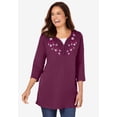 thumbnail image 4 of Woman Within Plus Size 7-Day Layered-Look Embroidered Henley Tunic, 4 of 6