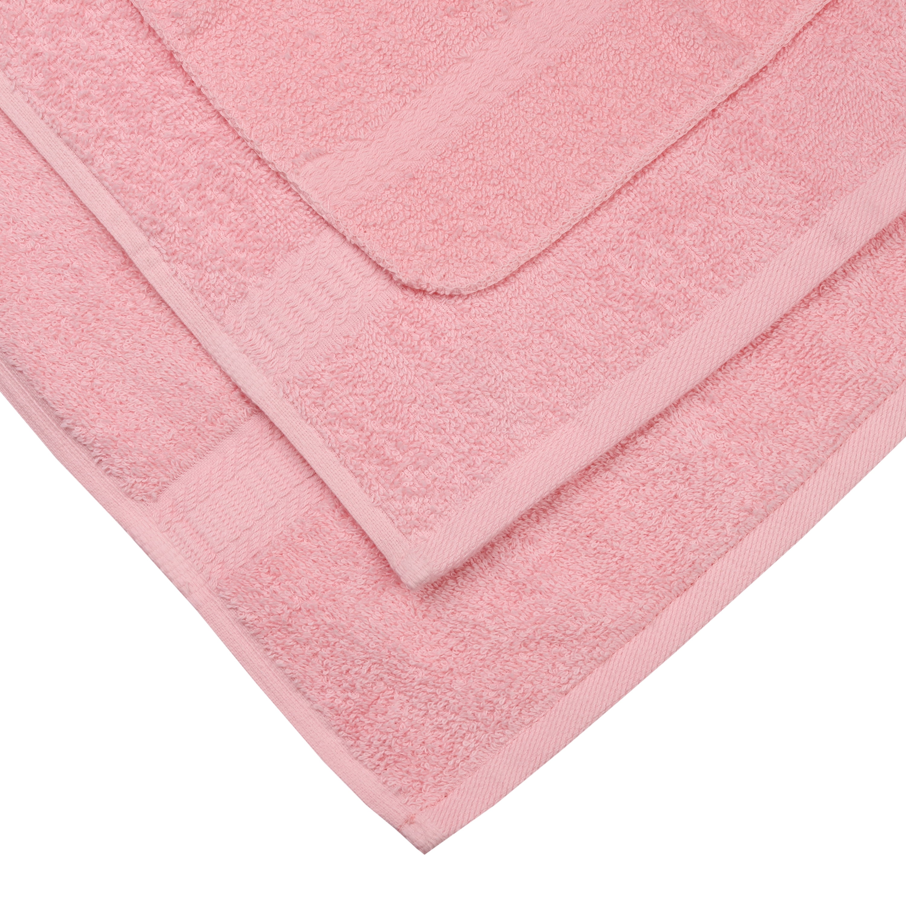 Mainstays 10 Piece 100% Cotton Towel Set, 2 Bath Sheets, 2 Bath 2 Hand and 4 Washcloths, Super Soft and Highly Absorbent Basic Solid Towel Set for Bathroom, Hotels, Spa and Gym – Pink