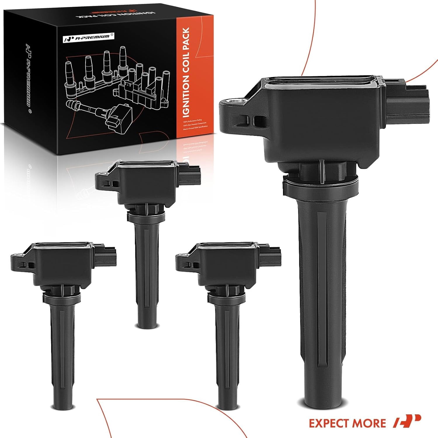 A-Premium Ignition Coil Pack Compatible with Mazda 3 2012-2018 6 2014-2018 CX-3 2013-2019 CX-9 MX-5 Miata 2016-2018 2.0L 2.5L 4-PC