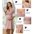 thumbnail image 2 of Ekouaer Labor and Delivery Gown for Hospital Short Sleeve Maternity Nursing Dress Nightgown with Button Misty Rose L, 2 of 5