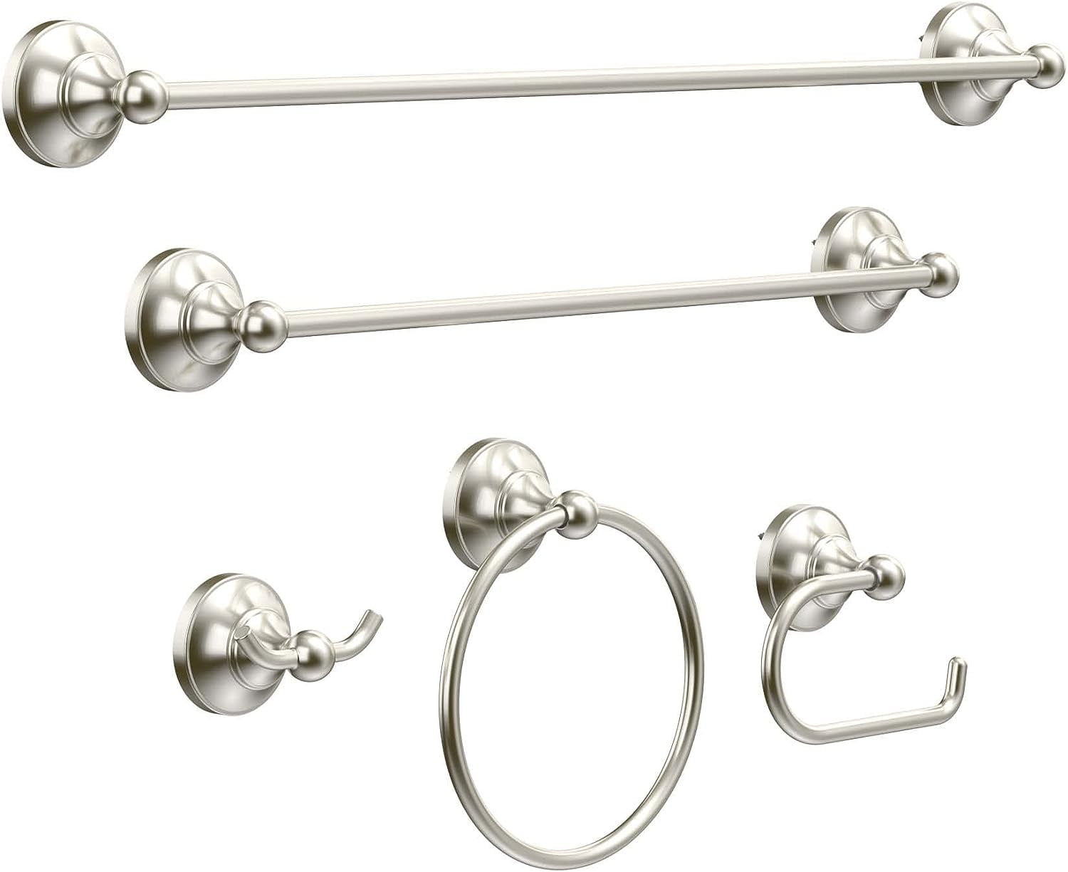 Bathroom Towel Bar Set, 5Piece Bathroom Hardware Set Brushed Nickel