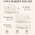 thumbnail image 2 of Lomyolo 3 Pcs Quilted Makeup Bag Set for Women, Cute Floral Cosmetic Bags, Large Travel Toiletry Bag, Makeup Pouch & Brush Bag Organizer - Blue Botanical Floral, 2 of 8