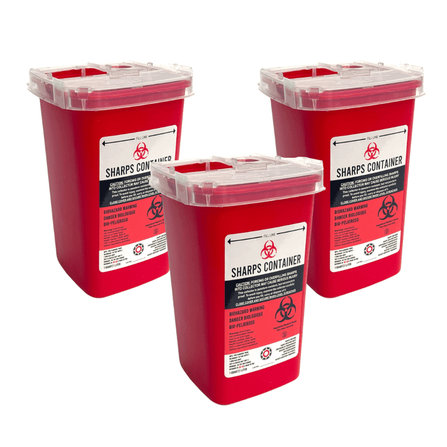 Sharps Container for Professional and Home Use - 1.06 Quart / 1 Liter Small Size Sharp Container Needle Disposal Containers for Needles Pack of 3