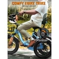 thumbnail image 3 of ESKUTE T300 E Trike Electric Tricycle for Adults, 750W Brushless Motor 18MPH+ Fat Tire Folding Trike, Step-Thru 3 Wheel Electric Bicycle, Blue with Phone Holder Bag & Mirrors & Lock, UL2849, 3 of 7