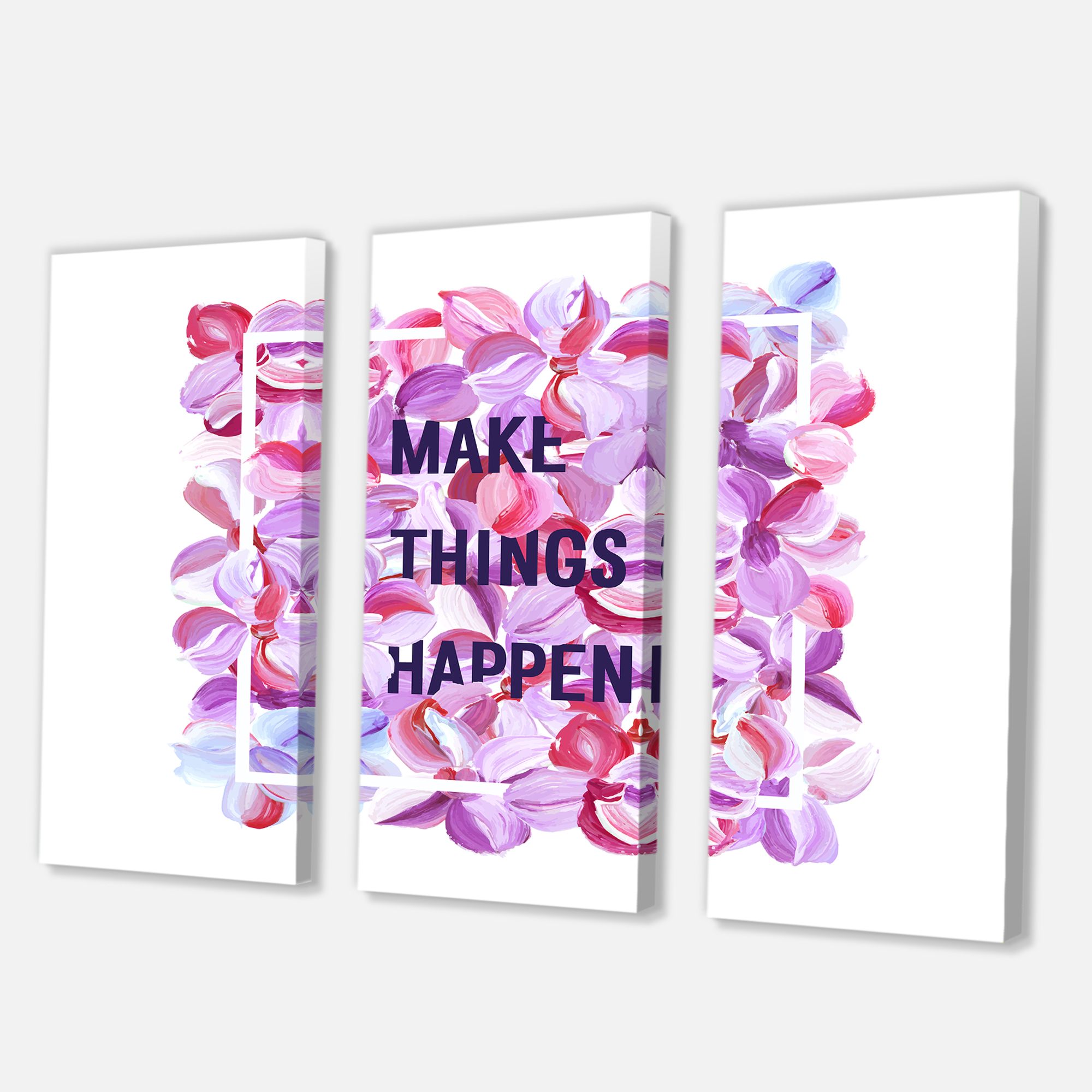 Designart ' Make Things Happen On Purple Flowers ' Traditional Canvas Wall Art Print