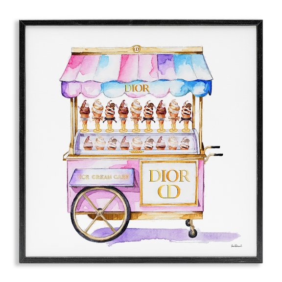 Stupell Industries Eclectic Pastel Glam Ice Cream Black Framed Giclee Art, 12 x 12, by Amanda Greenwood