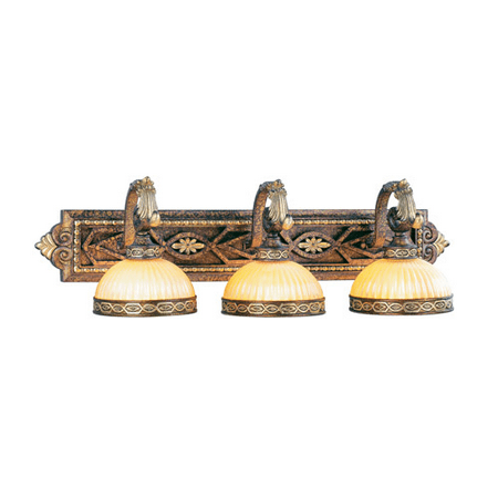 

Bathroom Vanity 3 Light With Hand Crafted Gold Dusted Art Palacial Bronze with Gilded Accents size 32 in 180 Watts - World of Crystal