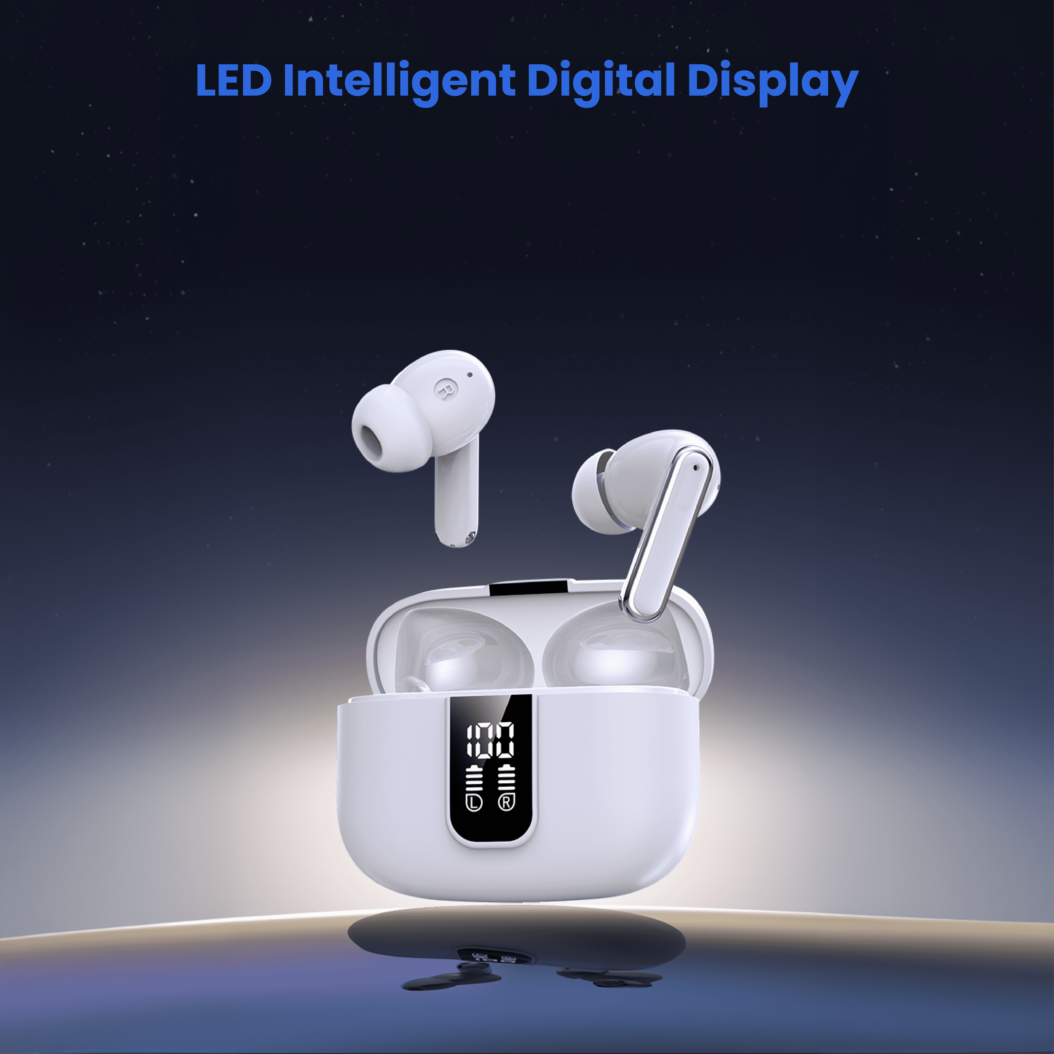 21X Bluetooth V5.3 Earbuds with Noise-Cancelling Mics, 60H Playback, Mini Case with Dual LED, for Android & Apple
