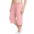 thumbnail image 3 of Gytharion Kids Capris for Boys Girls 4-15 Years, Summer Solid Elastic Waist Drawstring Cropped Pants Lightweight Casual Linen-Like Beach Capri Pants, 3 of 7