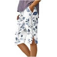 thumbnail image 2 of Pounoo Workout Shorts for Women Floral Print Side Split Button Detail Loose Fit Bottoms Beach Wear Breathable Slacks, 2 of 5
