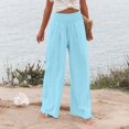 thumbnail image 6 of SwiftWear Women's High-Waisted Wide Leg Linen Pants with Adjustable Drawstring Cuffs, Plus Size Relaxed Fit Bohemian Flowy Casual Pants S-3XL, 6 of 9