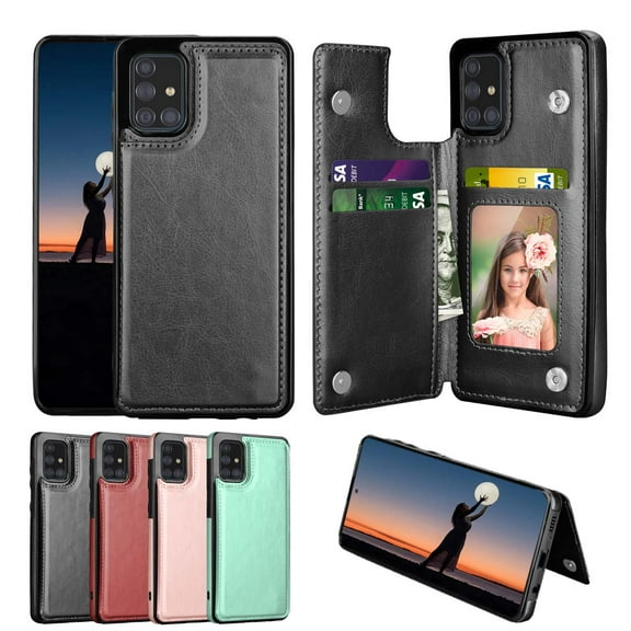 Galaxy A71 4G Case, Samsung Galaxy A71 4G Wallet Case, Takfox Shockproof PU Leather Case w/ Card Pockets 3 Cards Slots Cash ID Credit Card Magnetic Flip Phone Cases Hard Cover Kickstand, Black