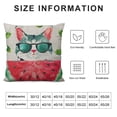 thumbnail image 5 of Nawypu  Hello Summer Pillow Decorative Pillow Cover Cute Watercolor Cat in Sunglasses Eating Watermelon Throw Pillow Case French Decor Rustic Cushion Cover for Sofa Couch, 5 of 5