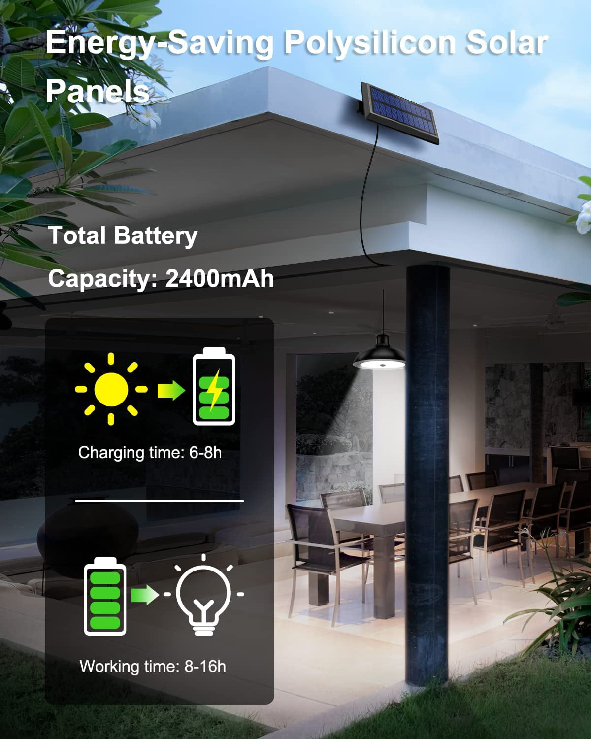 3m Kabel 360° Drehbar Solarpanel IP65 Wasserdichte Solarleuchten für Garten/Terrasse Solar Hängelampen für Außen Fernbedienung Leytn 78 LED 4 Modi Solarlampen für Außen mit Bewegungsmelder 