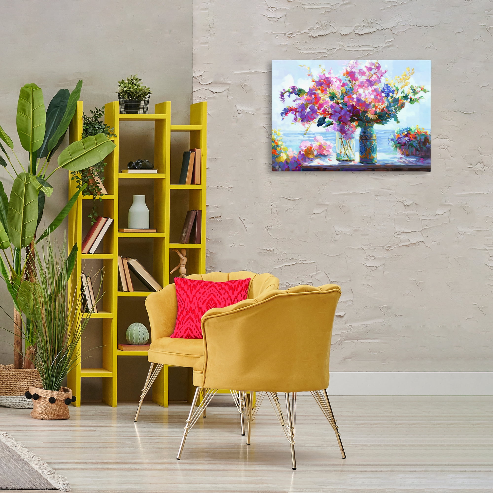 Stupell Industries Ocean Breeze Blossoms Botanical & Floral Painting Gallery Wrapped Canvas Art Print Wall Art, 30 x 20