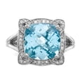 thumbnail image 5 of Sterling Silver Rhodium Checker-Cut Sky Blue Topaz & Diamond Ring, 5 of 5