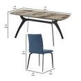 thumbnail image 5 of 5 Piece Ceramic Dining Table with Diamond Stitched Chairs, Blue and Brown- Saltoro Sherpi, 5 of 5