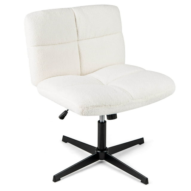 Costway Armless Office Desk Chair with Adjustable Height 360° Rotation Soft Faux Fabric Study
