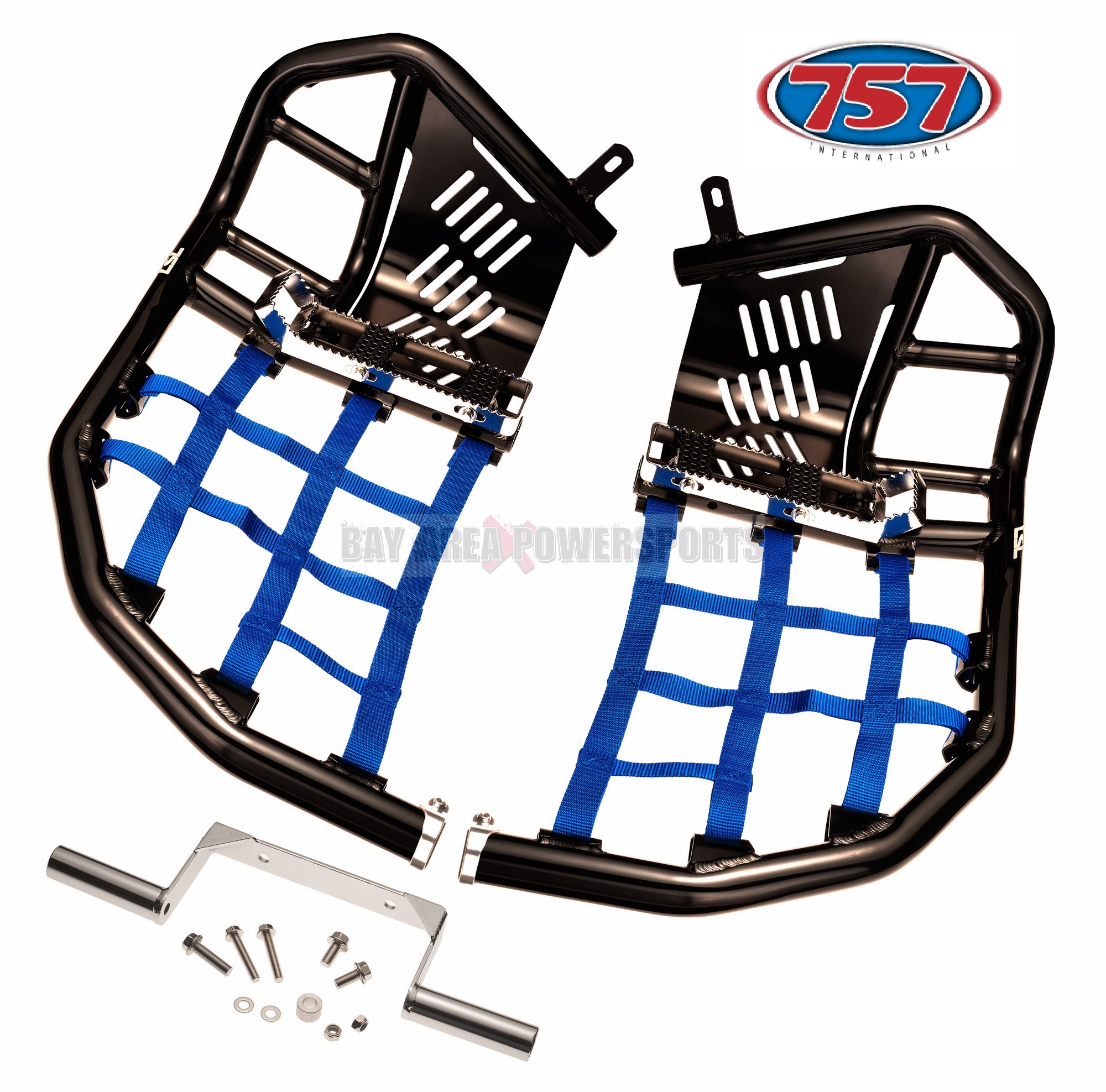 Yamaha Raptor 700 Nerf Bars Foot Pegs Heel Guards Black Bars Blue Nets