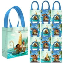 Moana Party Favor Bags Set – 12 Pack 8" Disney Goodie Bags for Kids Bulk Reusable Mini Totes | Disney Moana Birthday Party Supplies