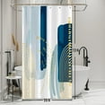 thumbnail image 2 of Bohemian Mid Century Shower Curtain Yellow Stripes Texture Blue Pattern Grain Artistical Aesthetic Shower Curtains for Home Bathtubs Bathroom Decor Fabric Waterproof with Hooks 36x72 Inches, 2 of 6