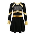 thumbnail image 4 of TTAO Girls Cheer Leader Sparkly Long Sleeve Cheerleading Dance Dress Uniform for Musical Festival Black 6, 4 of 7